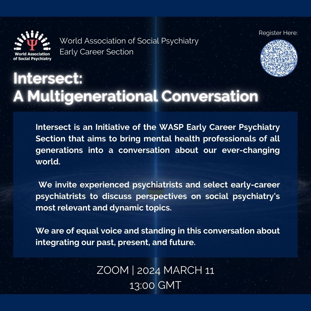 Congratulations Dr. @VasaJeel! She will be joining Dr. @dineshbhugra in the first Intersect: A Multigenerational Conversation. Register now to join: forms.gle/J4zUNHiERtkwVf… #mentalhealth #psychiatry #socialpsychiatry #psychology