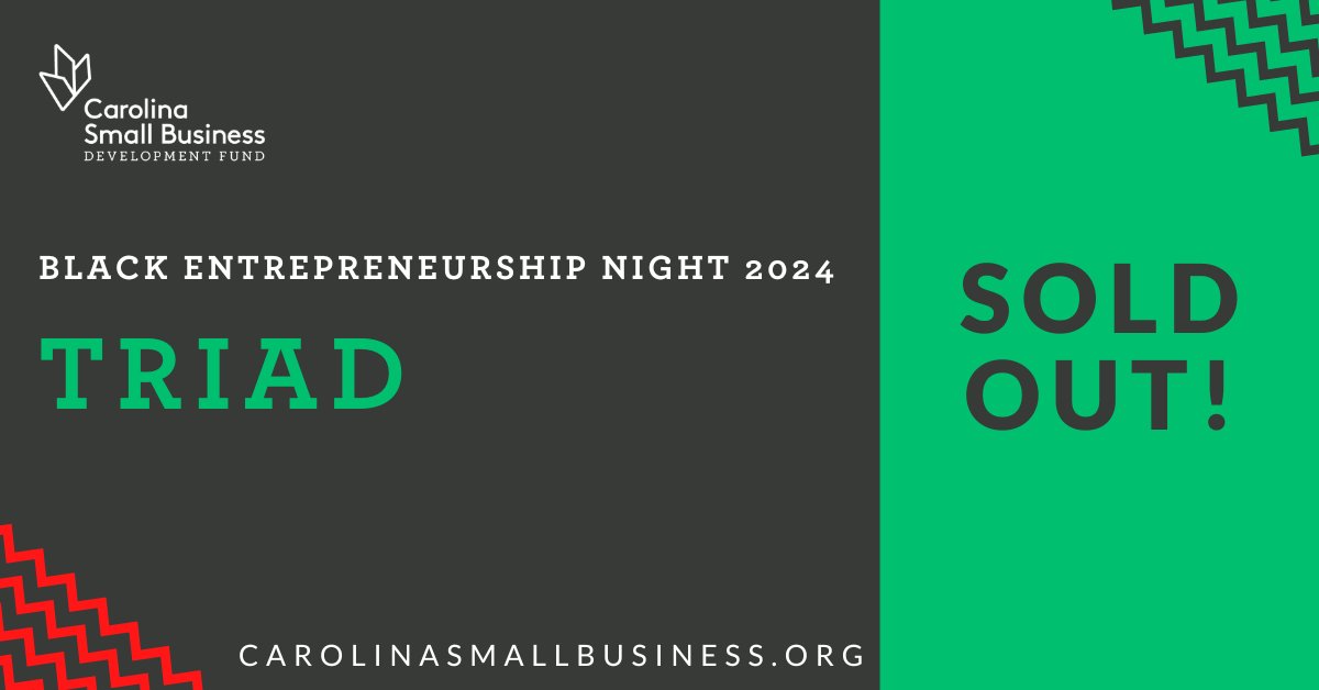Our Black Entrepreneurship Night in Greensboro is SOLD OUT!

Thank you to everyone who has registered for this event, and we look forward to seeing all of you tomorrow night at the <a href="/NussbaumCenter/">The Nussbaum Center for Entrepreneurship</a>.

For more information visit: carolinasmallbusiness.org/black-entrepre…