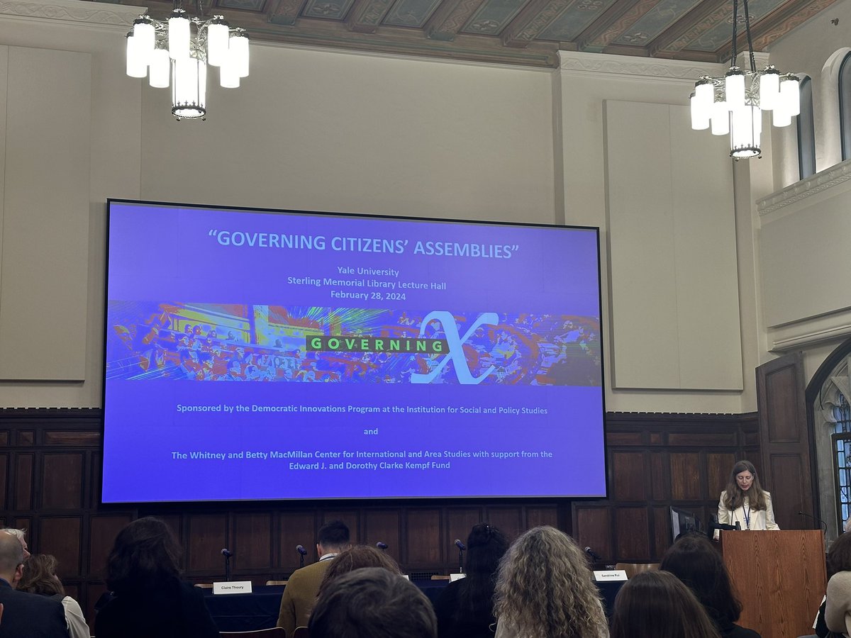 Very happy to participate in the “Governing Citizens’ Assemblies” conference, hosted by @landemore and @ISPSYale. Conference lineup here: campuspress.yale.edu/governingx/gov…