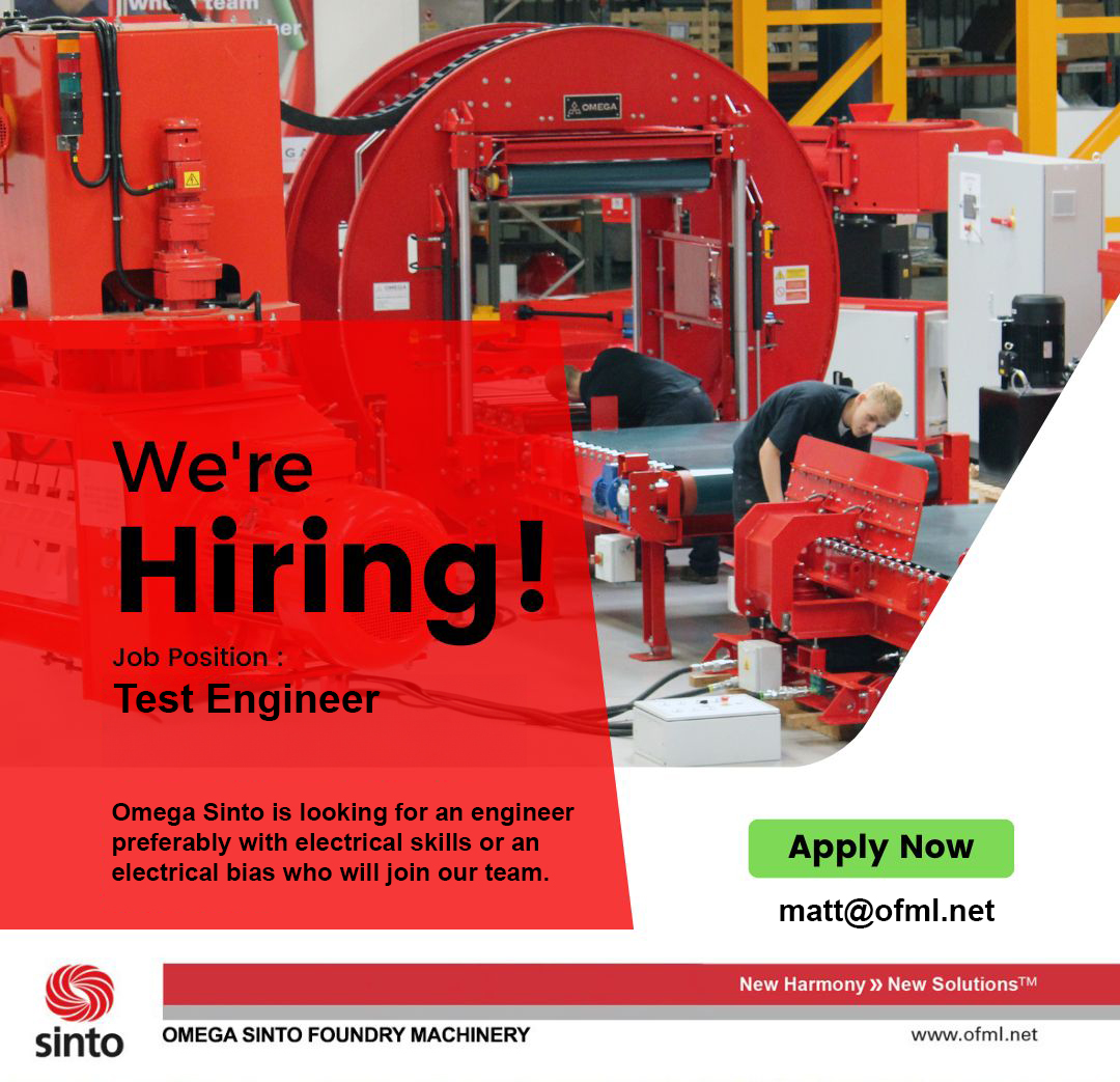 Omega_Foundry's tweet photo. Omega Sinto is hiring.
We are looking for an engineer to join our Team, preferably with electrical skills or an electrical bias, to meet the requirements outlined in the job description.
For more details, please click on this link
https://t.co/9pBhKK3XDR
#EngineerJob #hiring https://t.co/tNegAeWRpK