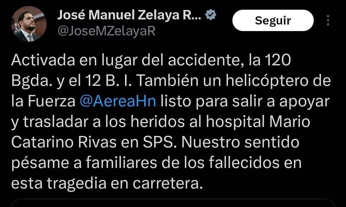 masntvhn's tweet photo. #MNTV | El ministro de Defensa, José Manuel Zelaya, que ya se encuentra listo un helicóptero de la @FFAAHN, en el lugar del accidente de entre dos autobuses en #SanJuan de #Opoa, #Copán, para trasladar al #HospitalMarioCatarinoRivas a las personas heridas. https://t.co/WrMgCdDn2r