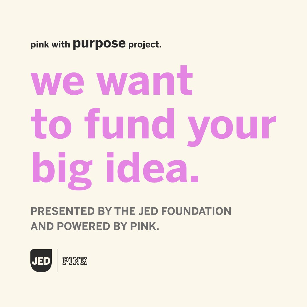 Apply to receive up to $25K from the PINK with Purpose Project, presented by @jedfoundation & powered by @VSPINK. Application window 2/28/24-3/17/24. Only to legal residents of US & DC ages 18-28. Victoria’s Secret Foundation proud supporter. 🔗bit.ly/42UFx4G