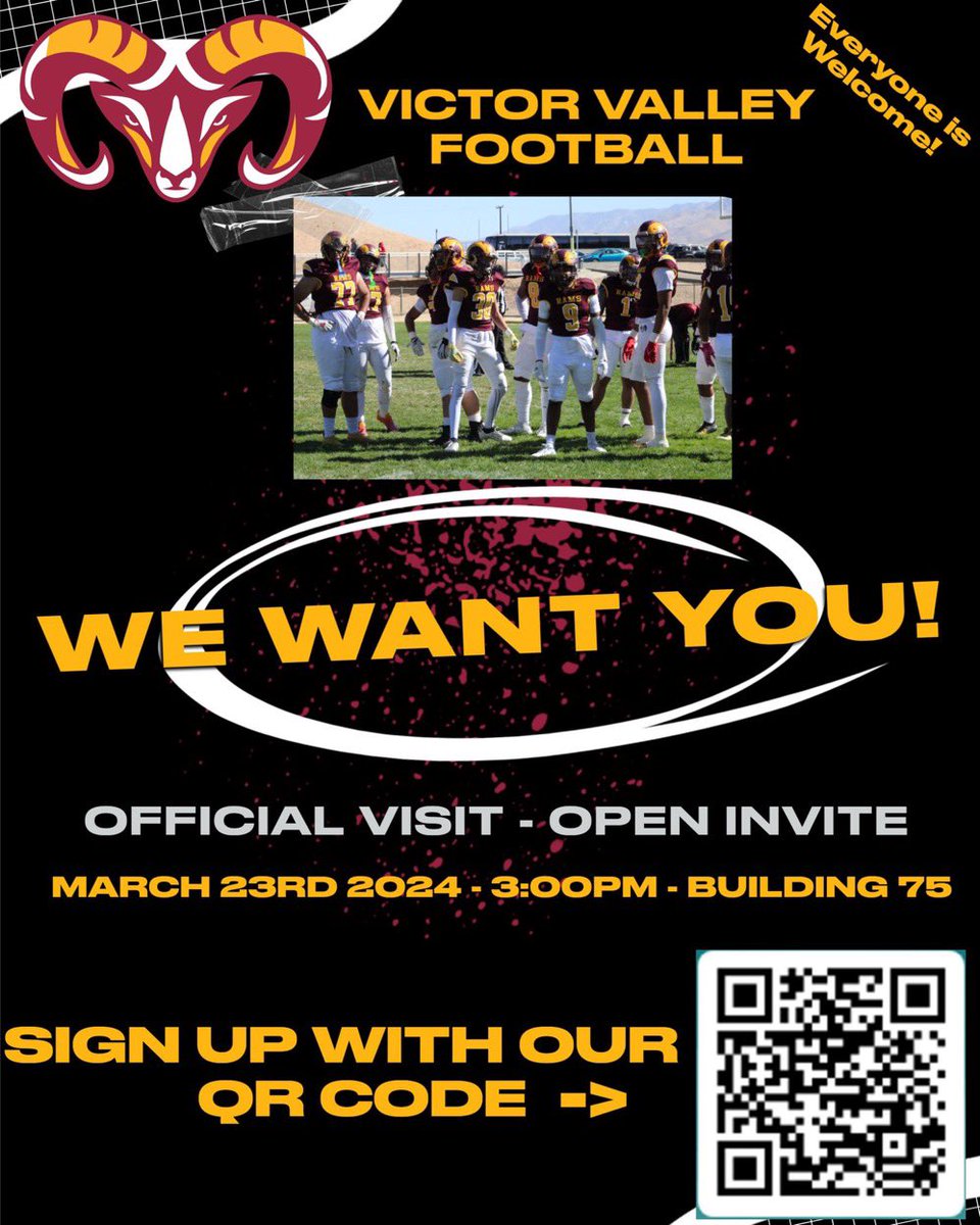 Come check out all of the great things happening @VVCfootball @VVC_RAMS!! New stadium, new uniforms, new opportunity to become your best!