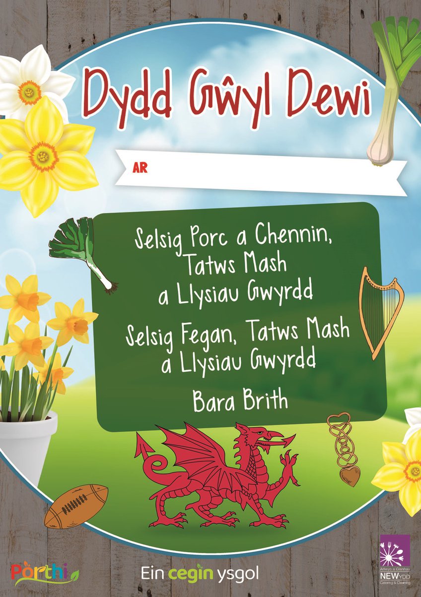 St Davids Day Theme Day available in all Primary Schools on Thursday 29th February
Diwrnod Thema Dydd Gŵyl Dewi ar gael ym mhob Ysgol Gynradd ddydd Iau 29 Chwefror