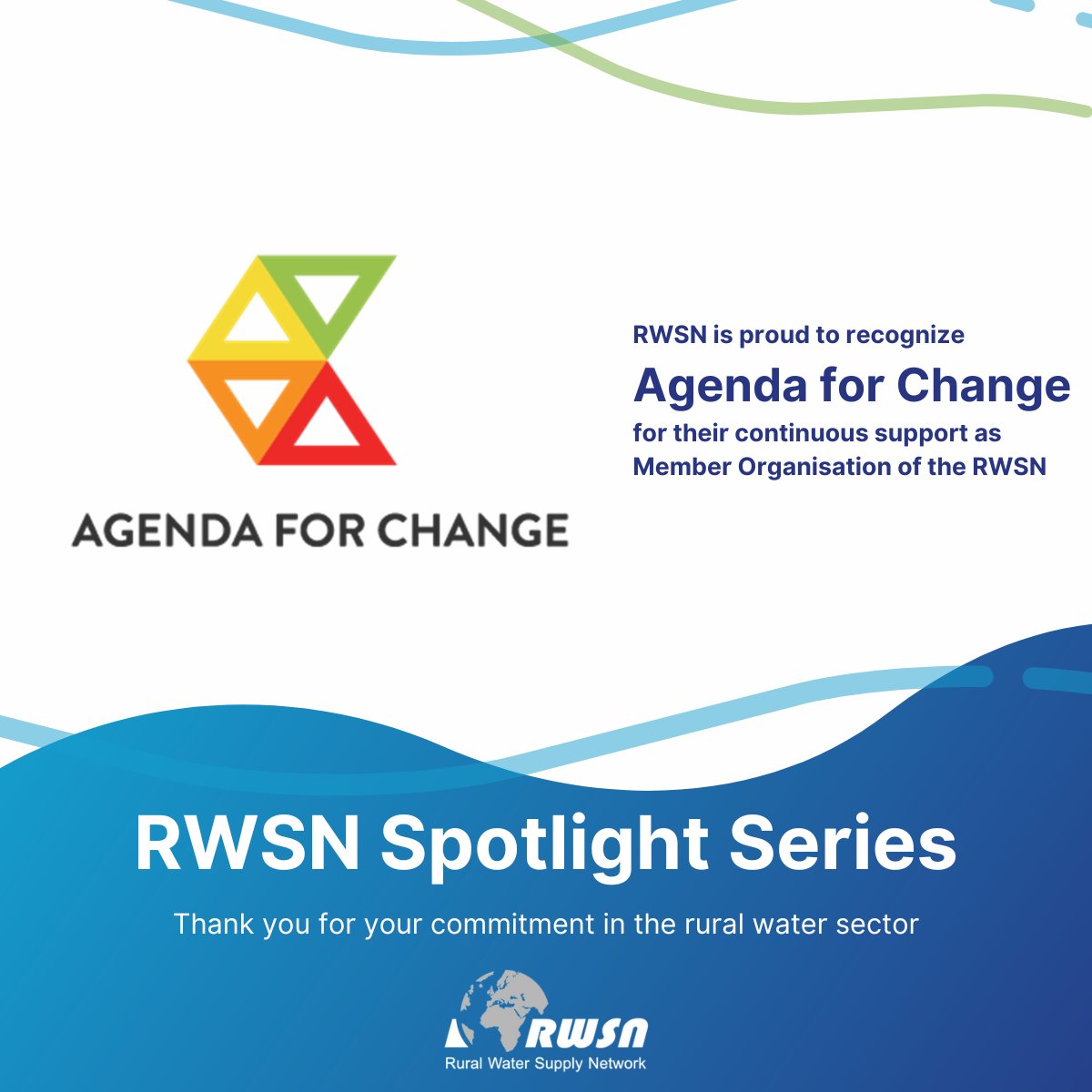 🙌 Today we would like to recognize the valuable contributions of Agenda for Change to the RWSN! We are proud to be a Strategic Ally of Agenda for Change and actively support their initiatives.
Learn more about them here: washagendaforchange.org