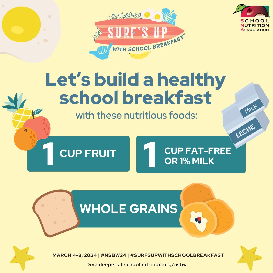 Cafe_Midway's tweet photo. 🥞🏄‍♂️ Get ready to make a splash during National School Breakfast Week from March 4-8!  By prioritizing nutrition, we can set our students up for success in the classroom and beyond.  #NSBW24 #SurfsUpWithSchoolBreakfast #BreakfastWeek https://t.co/5v1MC4uN1i