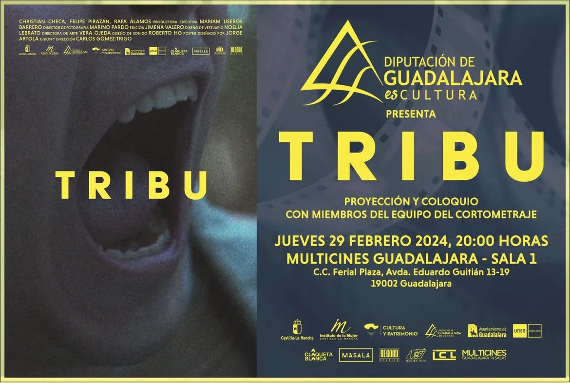Christianchecaa's tweet photo. Mañana estaremos en Guadalajara proyectando “ Tribu “ y al finalizar tendremos coloquio para hablar del tema que aborda este proyecto con todos vosotros. 

Nos vemos en la sala! https://t.co/SDMTiqYMgy