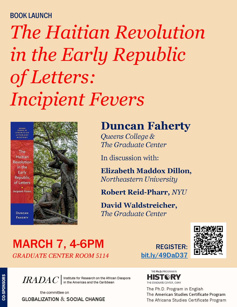 Join us as Duncan Faherty discusses his new book with Elizabeth Maddox Dillon, Robert Reid-Pharr, and David Waldstreicher. In-person on March 7 @ 4pm.