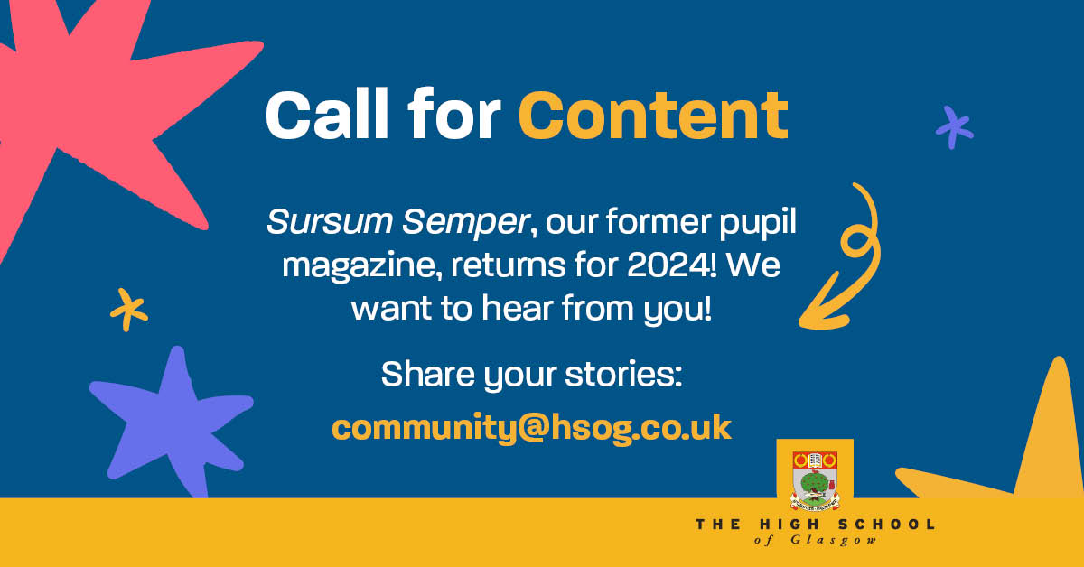 👂The HSOG Community is waiting to hear from you!

📩 Email us before Fri 26 April at community@hsog.co.uk and let us share your story in our FP magazine, Sursum Semper!

🤩 Interested in advertising? Please get in touch for further details.

#HSOGCommunity #SursumSemper