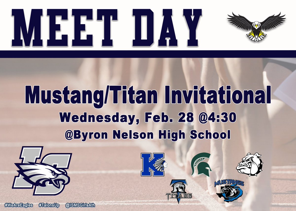 ISMS_AV's tweet photo. It's Meet Day! Good luck Eagles as you travel to Byron Nelson High School! #WeAreEagles #TalonsUp @IndianSpringsMS @ISMSGirlsAth https://t.co/6adKMmVbEh