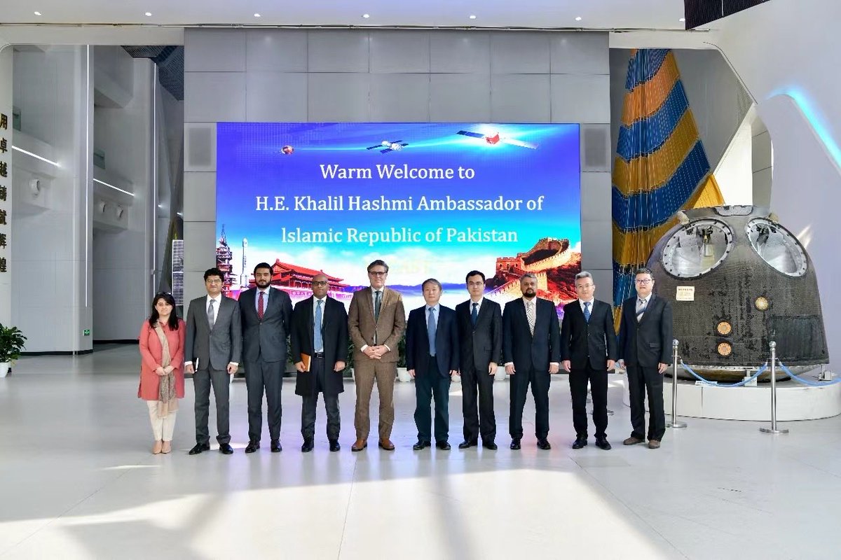 Pleased to visit China Academy of Space Technology (CAST) in Beijing. Delighted to see “science in action” and robust space cooperation between Pakistan and China.

<a href="/ForeignOfficePk/">Ministry of Foreign Affairs - Pakistan</a> <a href="/NSAPAKISTAN/">SUPARCO</a>  ⁦<a href="/PkPublicDiplo/">Public Diplomacy Pakistan</a>⁩