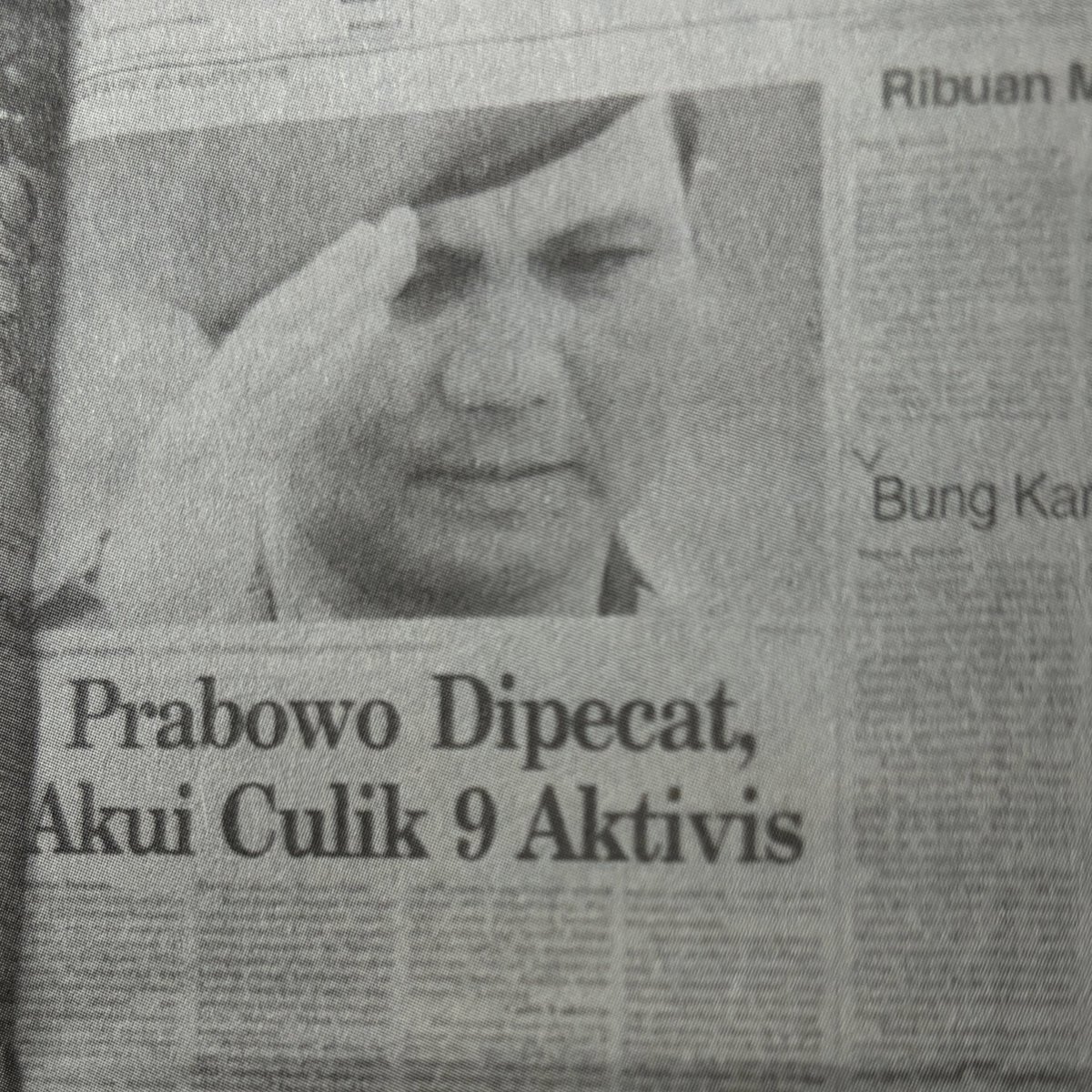 Pada tanggal 14 Juli 1998,
DKP memutuskan bahwa Prabowo bersalah dan melakukan tindak pidana ketidakpatuhan (Pasal 103 KUHP Militer); memerintahkan perampasan kemerdekaan orang lain (pasal 55 (1) ke-2 KUHP Militer dan Pasal 333 KUHP), dan penculikan (Pasal 55 (1) ke-2 dan Pasal