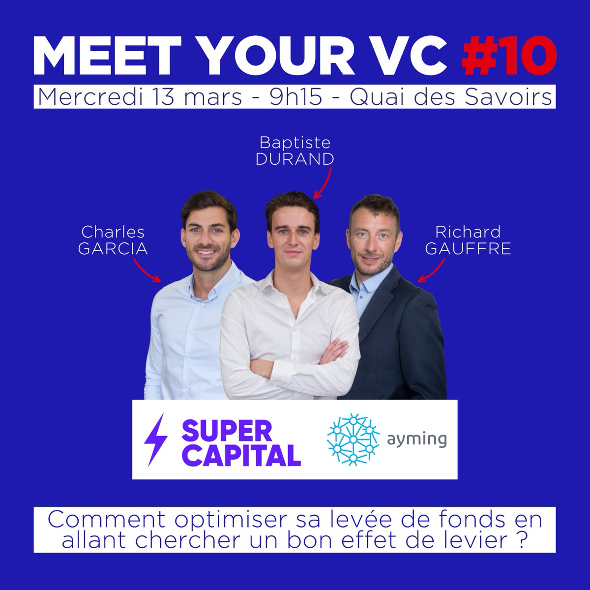 La French Tech Toulouse (@frenchtech_tlse) on Twitter photo 🚀 Ce matin se déroulait le #MeetYourVC French Tech Toulouse x Investessor. Envie de participer à la prochaine édition ?
🗓️ RDV le 13/03 pour une édition spéciale Super Capital x <a href="/ayming_fr/">Ayming France</a> animée par Stéphane Waller ! Pour vous inscrire c'est par ici : bit.ly/3SQaEKa. 🚀 Ce matin se déroulait le #MeetYourVC French Tech Toulouse x Investessor. Envie de participer à la prochaine édition ?
🗓️ RDV le 13/03 pour une édition spéciale Super Capital x <a href="/ayming_fr/">Ayming France</a> animée par Stéphane Waller ! Pour vous inscrire c'est par ici : bit.ly/3SQaEKa.