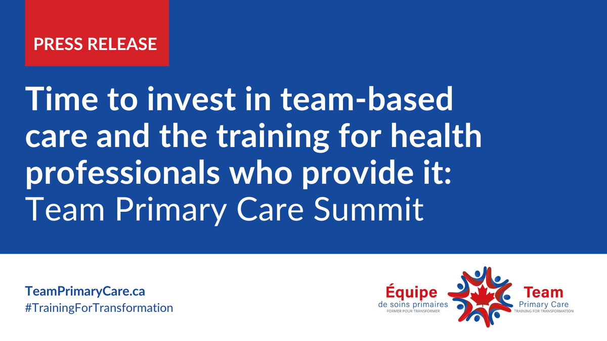 It's time to invest in team-based primary care and the training for health professionals who provide it. Read our release: teamprimarycare.ca/news/call-to-a… Join our Call to Action: static1.squarespace.com/static/63dab34… #TeamPrimaryCare #TrainingForTransformation