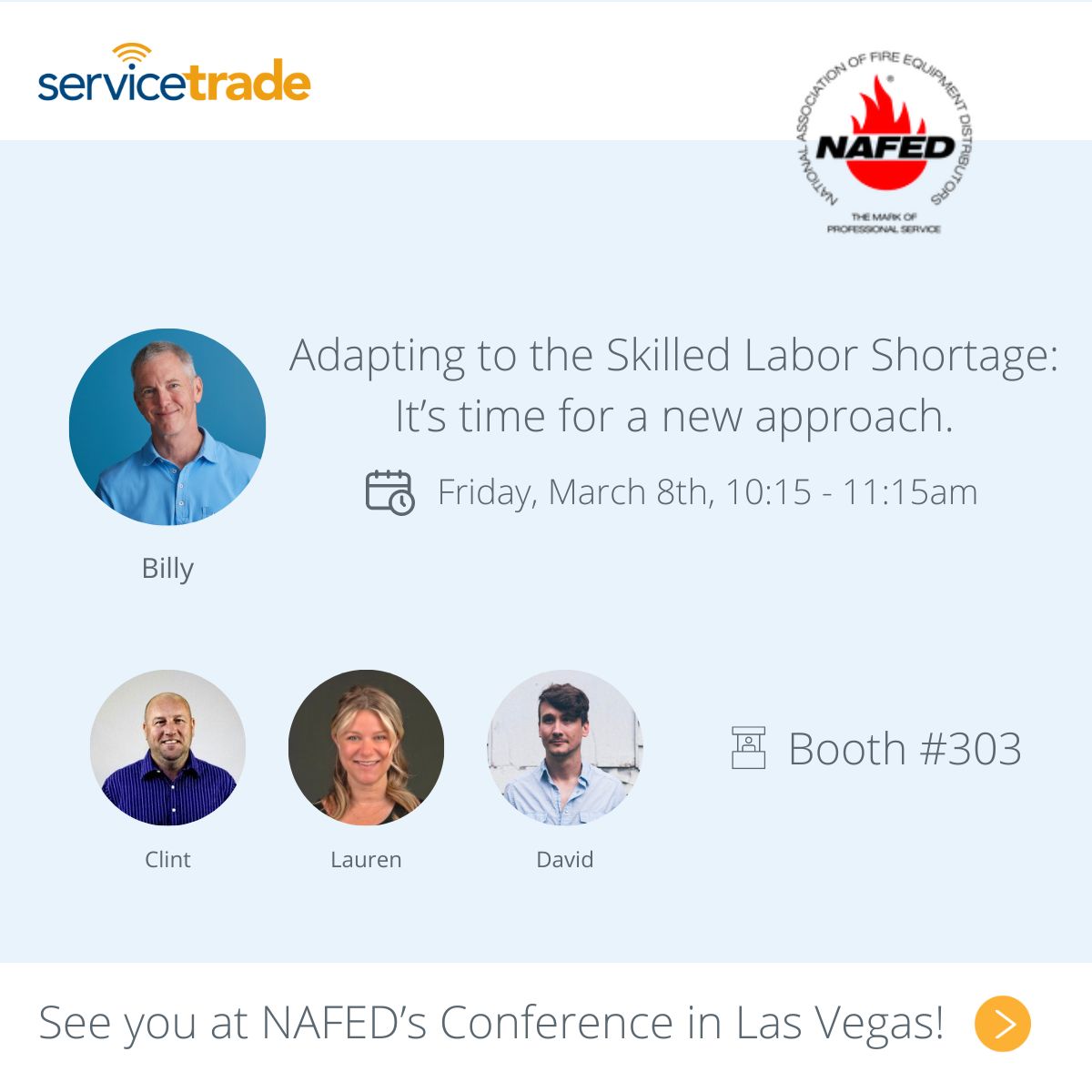 Our own Billy Marshall is excited to be presenting at the upcoming #NAFEDconference! Don't miss his presentation March 8th on navigating the skilled labor shortage. Make sure that you stop by booth 303 to learn how we can help.

#FireInspection #FireProtection #SkilledLabor
