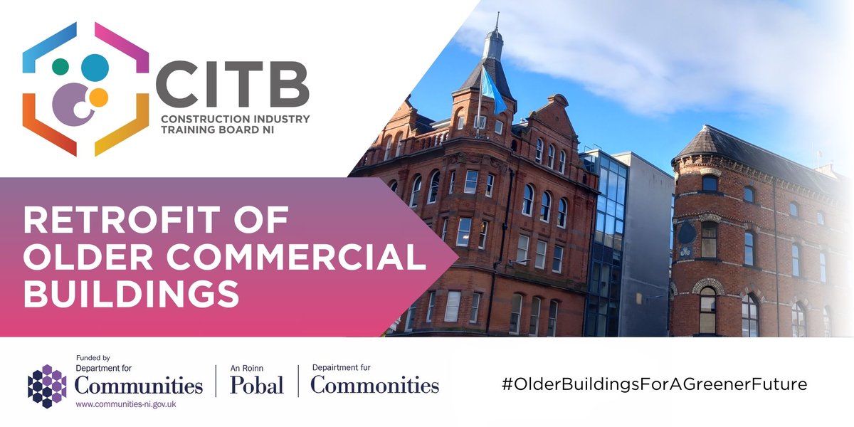 👷‍♀️📣Last chance to book for this week's #Retrofit webinars! 
Learn more about renewable heating and retrofit of older commercial buildings: tinyurl.com/5fdnsaxc

These webinars are part of the Older Buildings for a Greener Future project supported by @loveheritageNI 🏚️🏠♻️🌱