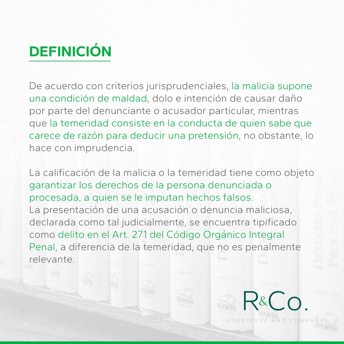 R_And_Company's tweet photo. #DiccionarioJurídico | En el ámbito legal, es común encontrarnos con términos como malicia y temeridad, los cuales revisten una importancia fundamental en el ejercicio del #derecho. ¿Pero realmente comprendemos la distinción entre ambos? https://t.co/aXbk5jnP9G
