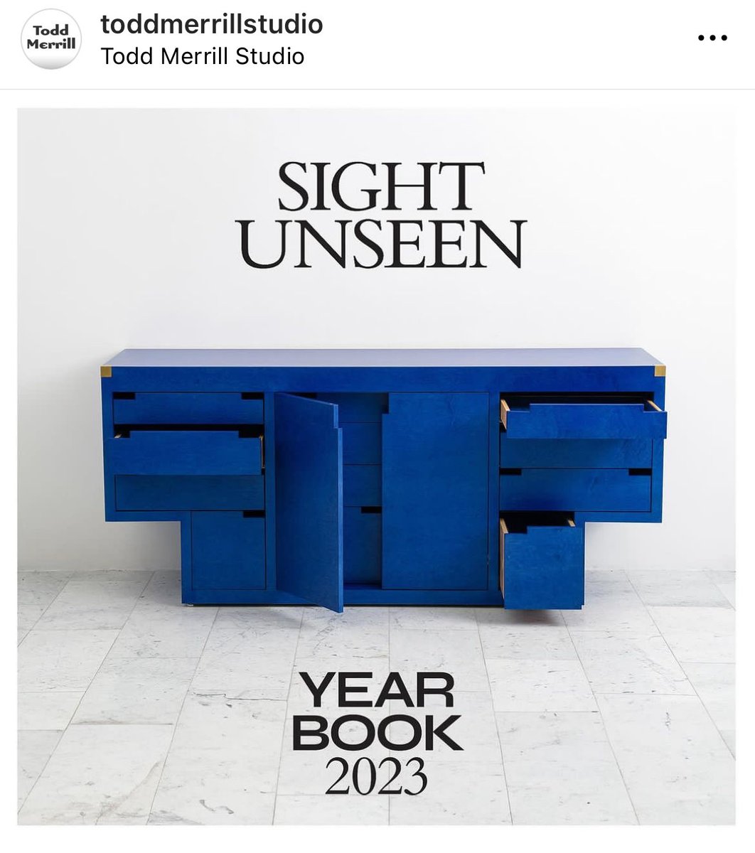 We are pleased to be included in the new “Sight Unseen” Year Book for 2023 with their choice of our Festa Credenza exhibited & sold thru Todd Merrill Studio at 80 Lafayette Street, NYC.