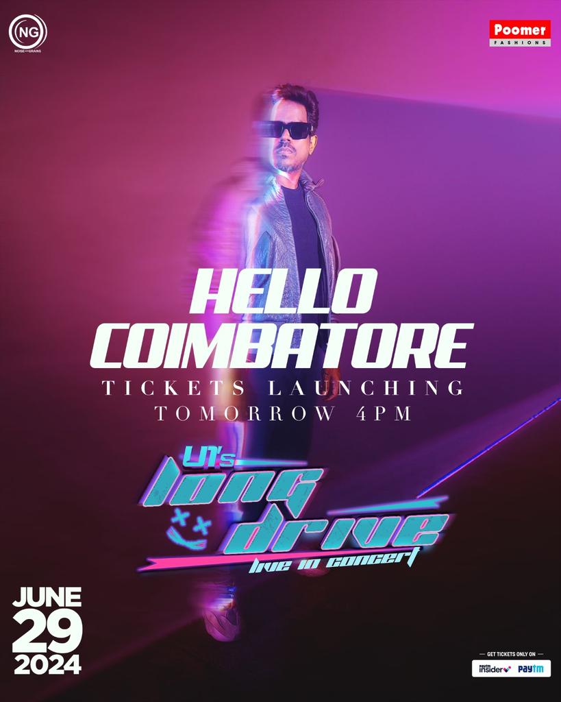 Raja yuvan (@thisisysr) on Twitter photo Our Next Stop! 🚏- “Coimbatore”😇
Coimbatore Makkale ready-a? 😍💥
See you guys on 29th June 2024! 🤩
Tickets 🎫 launching tomorrow at 4:00 PM exclusively on @insider.in
<a href="/noiseandgrains/">Noise And Grains</a> <a href="/karya2000/">Karthik Srinivas</a>
<a href="/itisveer/">Mahaveer</a> <a href="/PoomerFashions/">PoomerFashions</a> <a href="/lingasamy21/">Lingasamy</a> Our Next Stop! 🚏- “Coimbatore”😇
Coimbatore Makkale ready-a? 😍💥
See you guys on 29th June 2024! 🤩
Tickets 🎫 launching tomorrow at 4:00 PM exclusively on @insider.in
<a href="/noiseandgrains/">Noise And Grains</a> <a href="/karya2000/">Karthik Srinivas</a>
<a href="/itisveer/">Mahaveer</a> <a href="/PoomerFashions/">PoomerFashions</a> <a href="/lingasamy21/">Lingasamy</a>