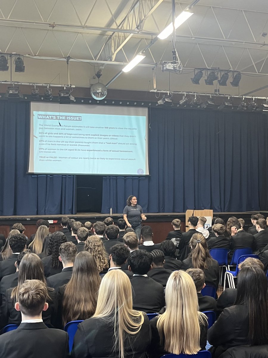thepastoralteam's tweet photo. Fantastic to welcome ‘Bold Voices’ into school today to speak to Year 9 and 10 students about a variety of different topics including gender, inequality &amp; consent ⁦@ChancellorsSch⁩ https://t.co/mQCUNO6Qbq