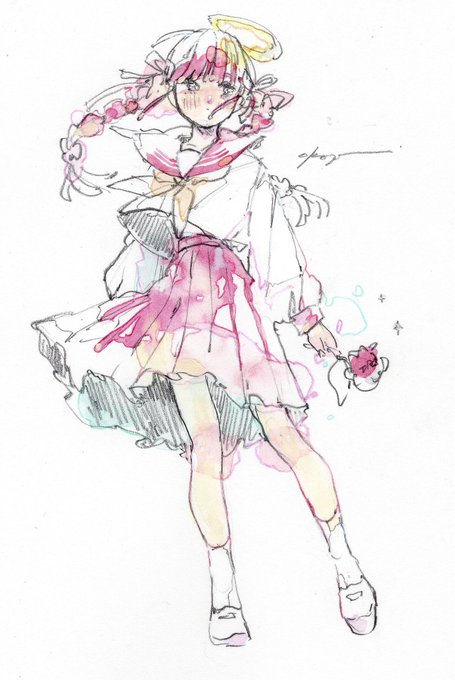 「bangs red skirt」 illustration images(Latest)｜2pages