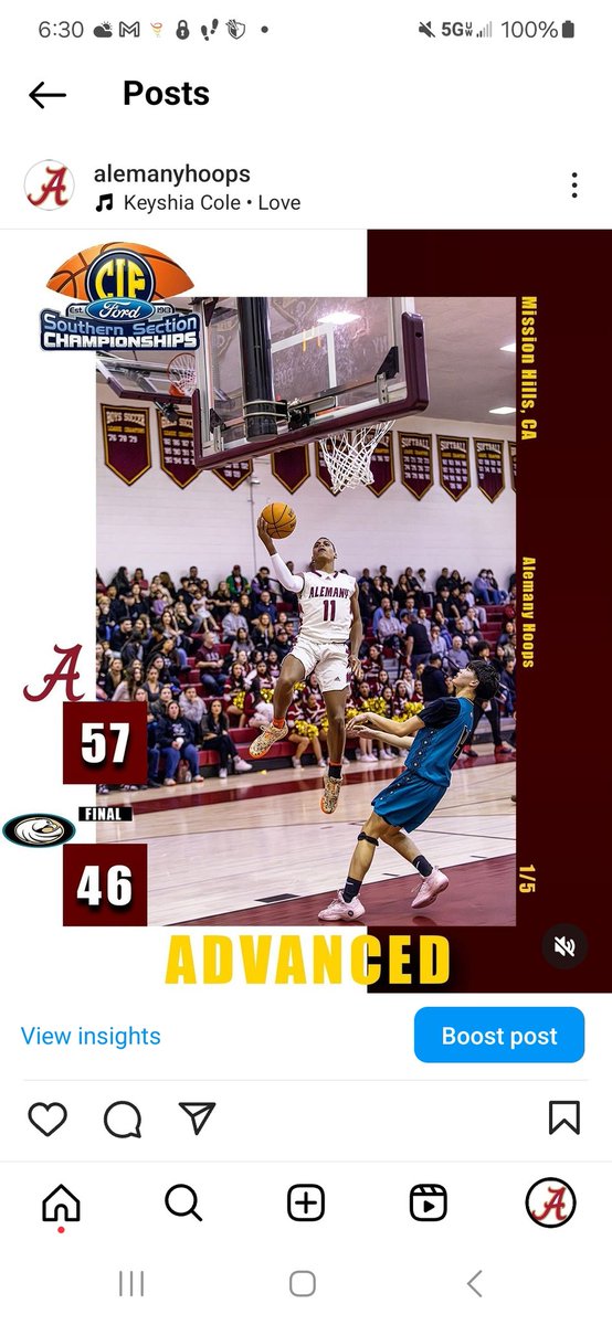 CIF STATE Round 1
Warriors 57
Olympian 46