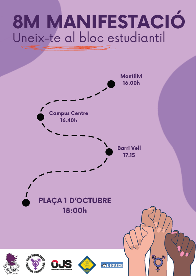 fac_udg's tweet photo. Caminem cap al 8M!💜

Recorregut del bloc estudiantil. A Barri Vell farem una parada davant el rectorat. 

A tots els Campus es faran activitats prèvies a la sortida. Vine a les activitats, no vagis a classe! ✊🏽🔥 https://t.co/ocMLTr5Iod