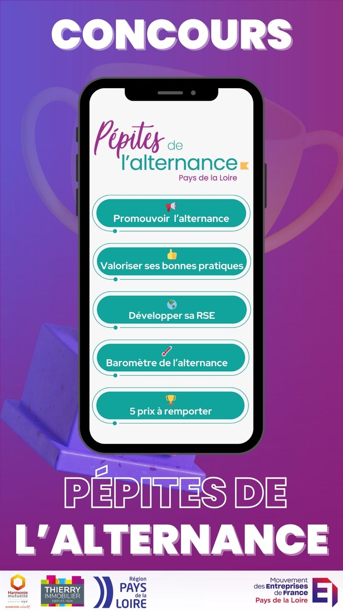 Valorisez votre entreprise, partagez vos bonnes pratiques en matière d'#alternance et obtenez la reconnaissance que vs méritez en remportant l'un des 5 prix ! 🏆

Les Pépites de l'Alternance <a href="/MedefPDL/">Mouvement des Entreprises de France #Paysdelaloire</a> une belle opportunité pour les entreprises ! 
⤵️
 lnkd.in/eXK8Wc_T