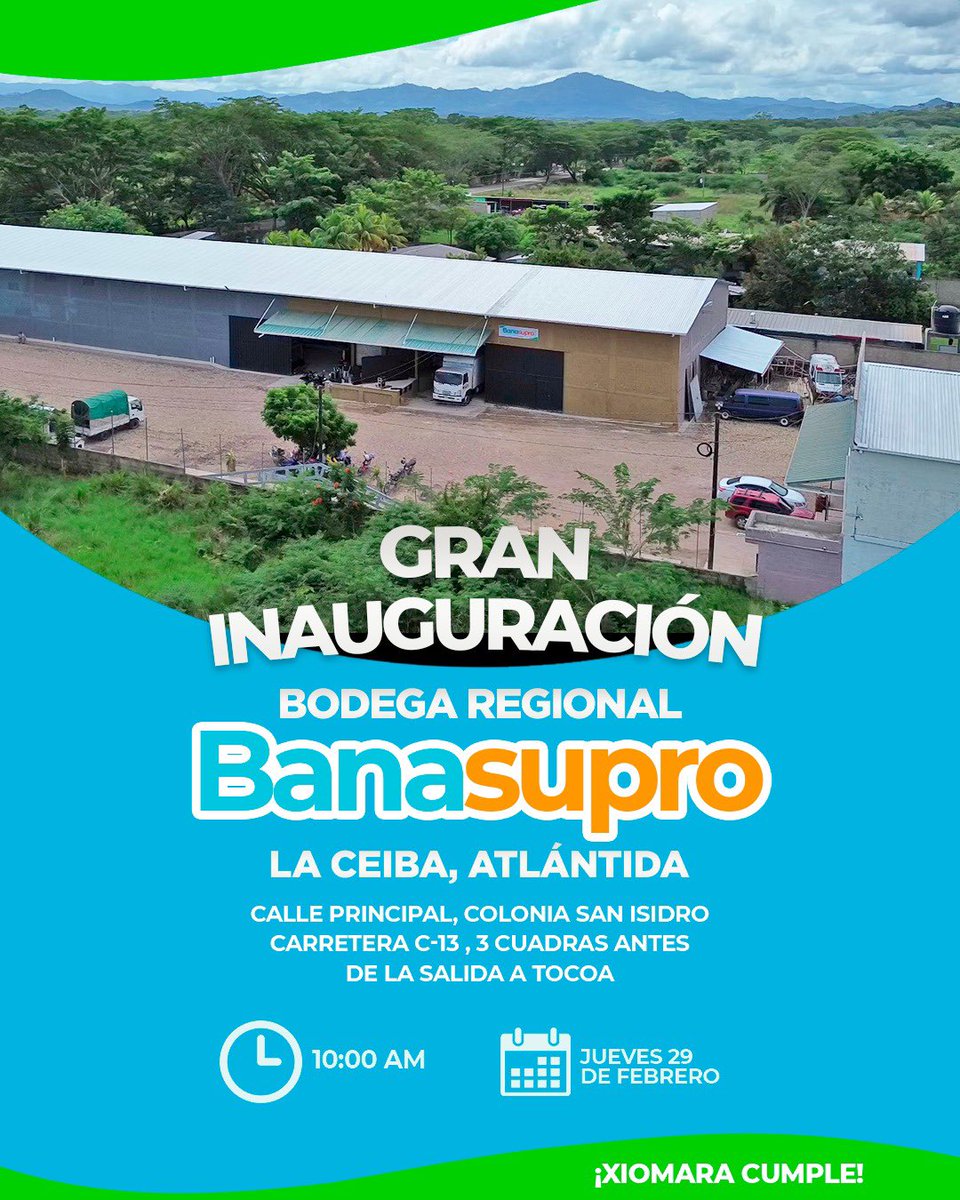 BANASUPRO abre gran Bodega Regional en La Ceiba, Atlántida. Con esta cuarta bodega regional se abastecerá a todos los Centros de Venta de esa zona. ¡Xiomara Cumple!