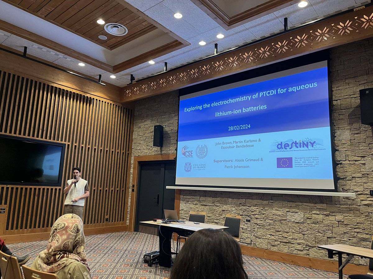 Patrik Johansson (@patrik_chalmers) on Twitter photo <a href="/phd_destiny/">DESTINY PhD Programme</a> Annual meeting we get close to 50 presentations from next generation 🔋 researchers. One of them John presenting what he largely did @ChalmersPhysics together with Martin. Results now published in Energy Storage Materials. Proud supervisor.
<a href="/cdf1530/">Collège de France</a> <a href="/GrimaudGroup/">Grimaud Research Group</a> <a href="/phd_destiny/">DESTINY PhD Programme</a> Annual meeting we get close to 50 presentations from next generation 🔋 researchers. One of them John presenting what he largely did @ChalmersPhysics together with Martin. Results now published in Energy Storage Materials. Proud supervisor.
<a href="/cdf1530/">Collège de France</a> <a href="/GrimaudGroup/">Grimaud Research Group</a>
