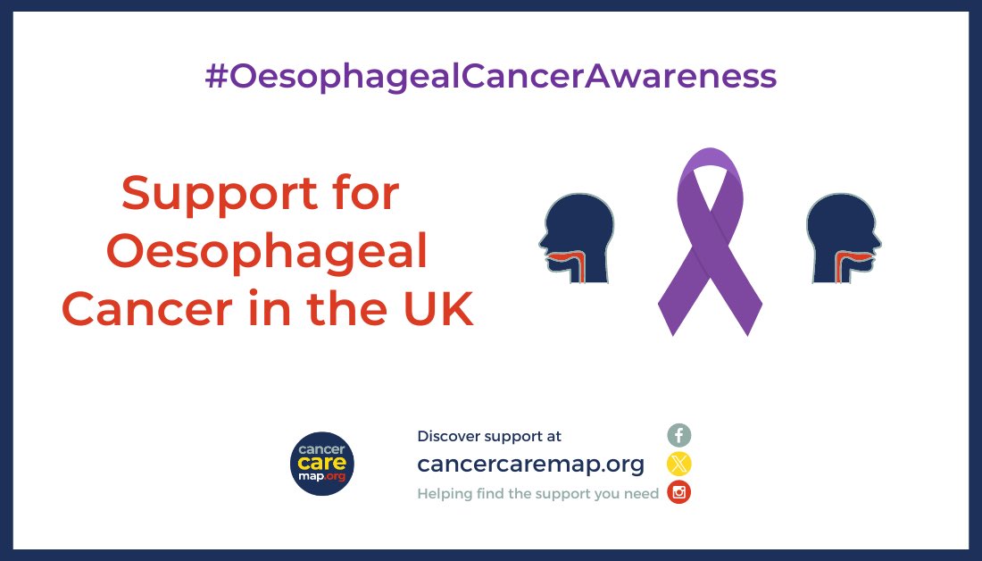 Oesophageal cancer account for approximately 9,300 diagnoses each year in the UK. As we come to the end of #OesophagealCancerAwareness month, we’re shining a light on some of the specialist support services available in the UK. cancercaremap.org/article/suppor…