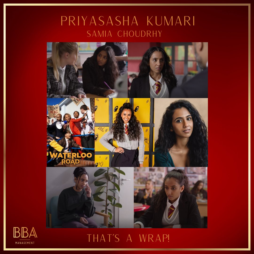 We are so proud of our wonderful PRIYASASHA KUMARI (<a href="/Priyasashaa/">Priyasasha Kumari</a>) and her fabulous performance as Samia Choudrhy in Waterloo Road. That’s a wrap on an amazing season, that you can watch on demand <a href="/BBCiPlayer/">BBC iPlayer</a> 📚🎓

We would like to thank Michelle Smith Casting 💜

📸 - <a href="/sambmackay/">Sam Mackay</a>