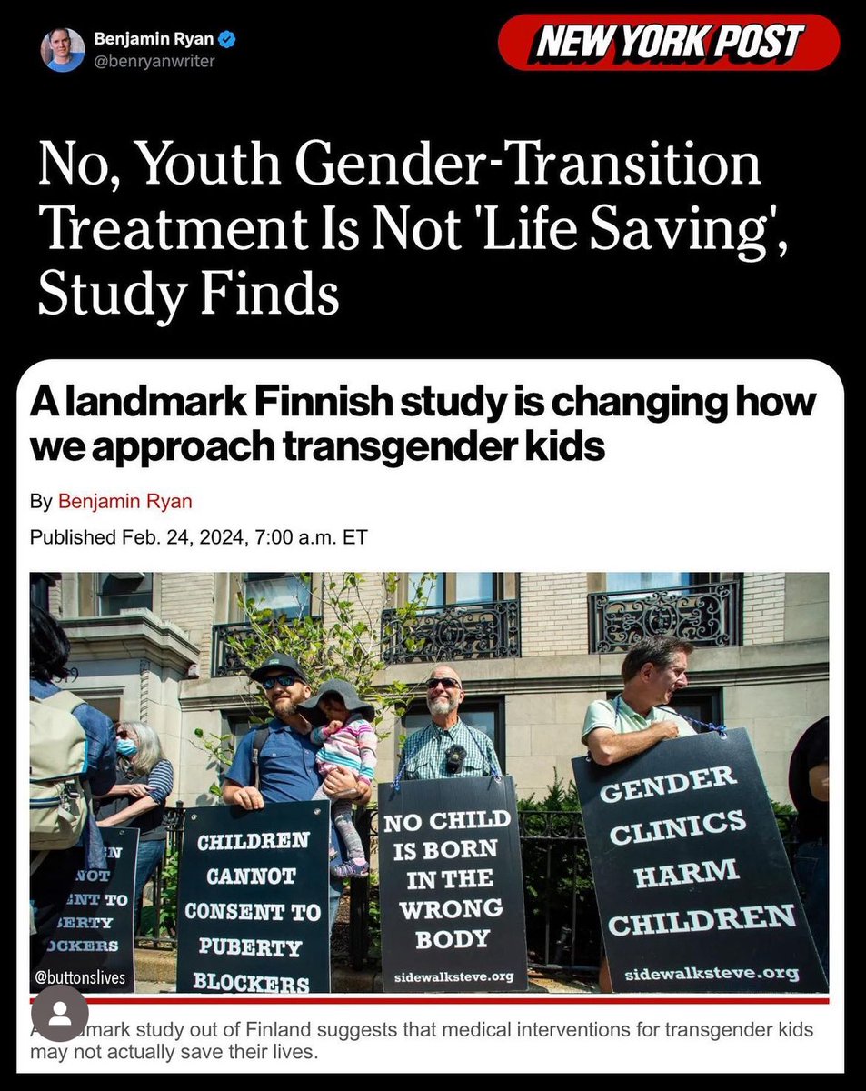 Any sane person already knows this to be true. “Gender affirming care” is not life saving. It’s Mengele-like experimentation that’s harming children’s bodies & minds. #protectkids #stopgenderideology