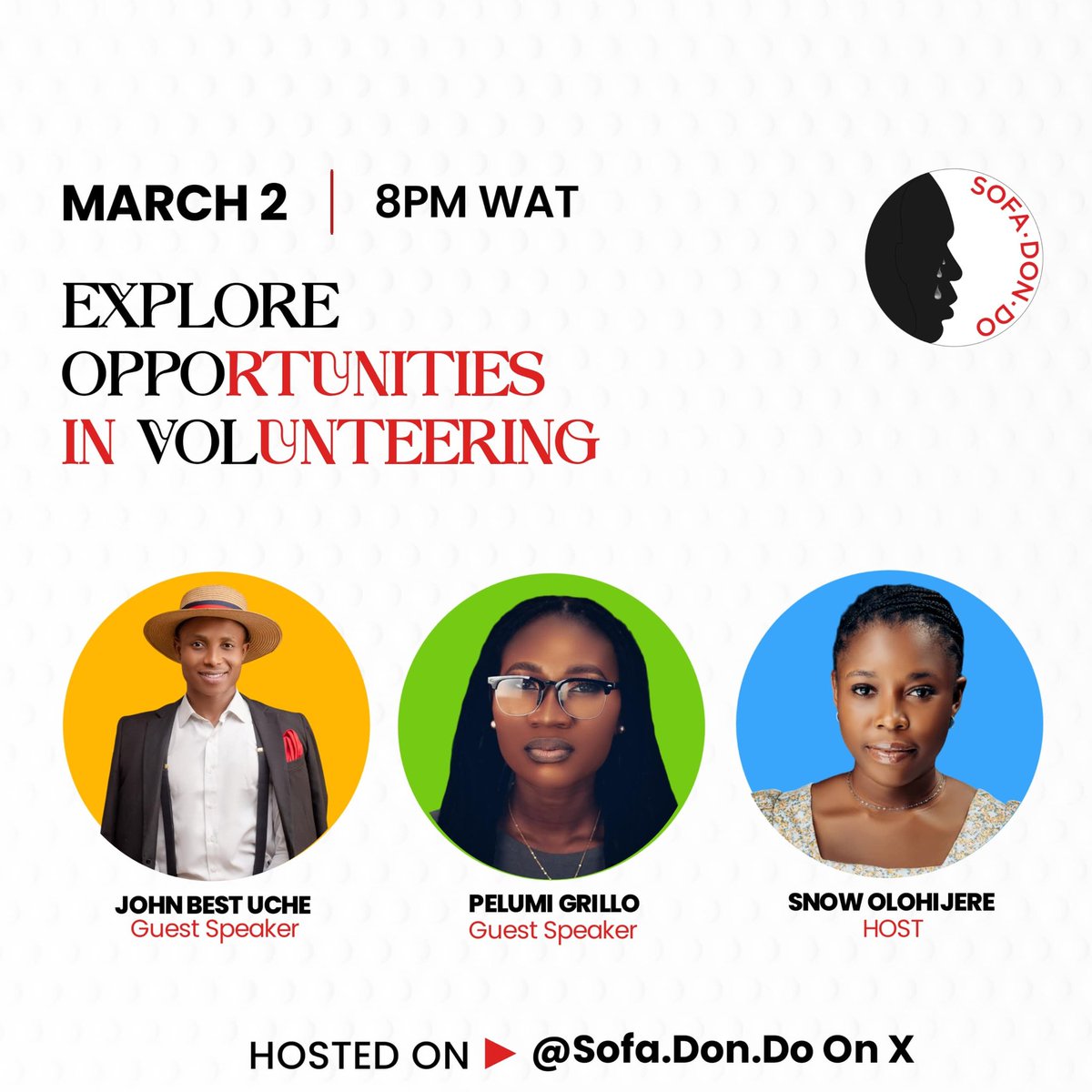 sofadondo's tweet image. Who is excited for this?

Save the date fam!

#SofaDonDo #VirtualDiscussion #Volunteers