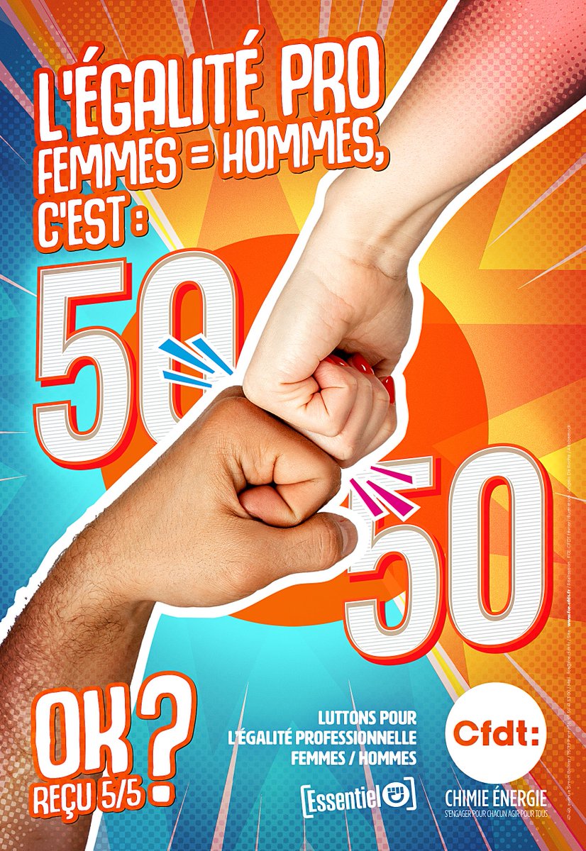 FCE_CFDT's tweet photo. L’égalité Pro, c’est 50 / 50 https://t.co/U3YDv9RepZ @CFDT @CfdtElles @fcegroupejeunes  #Egalitepro #femmes #8mars https://t.co/O9edOrR2pT