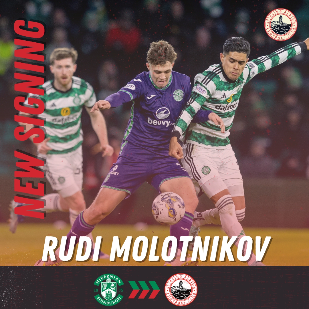 Stirling Albion FC (@stirling_albion) on Twitter photo π Stirling Albion is thrilled to announce the signing of 17-year-old attacking midfielder Rudi Molotnikov from Hibernian for the remainder of the season.
stirlingalbionfc.co.uk/stirling-albioβ¦ π Stirling Albion is thrilled to announce the signing of 17-year-old attacking midfielder Rudi Molotnikov from Hibernian for the remainder of the season.
stirlingalbionfc.co.uk/stirling-albioβ¦