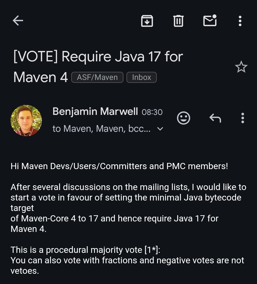 bmarwell's tweet image. I might have started something... 🤭

#java17 #java21 @ASFMavenProject