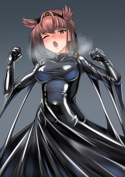 #今月描いた絵を晒そう 
ラバーの膜にぎゅうぎゅう♡ 