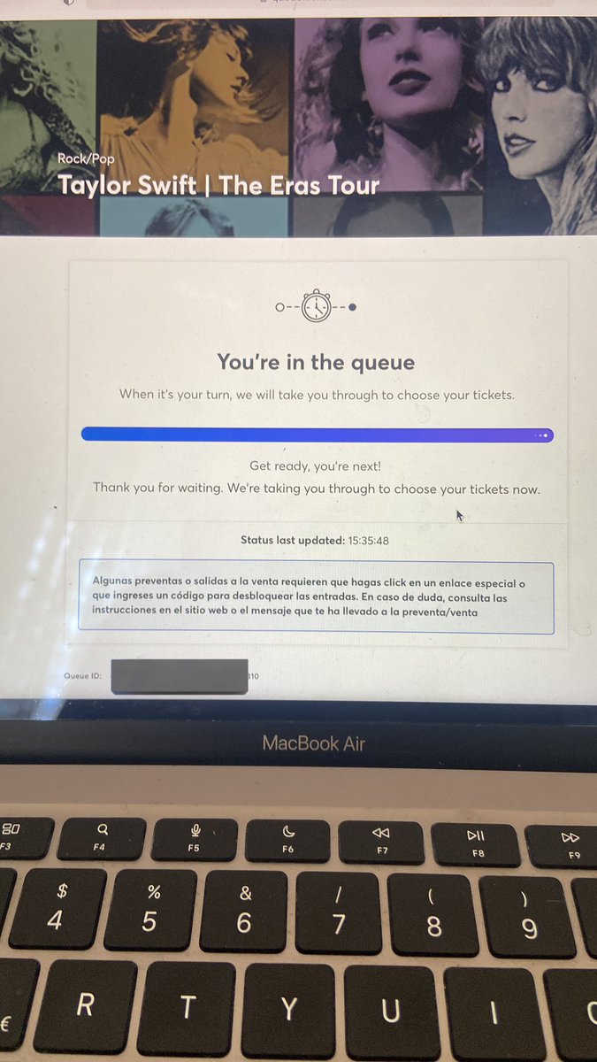 mariajusttt's tweet photo. @TicketmasterES @taylorswift13 Gracias ticketmaster por hacerme ilusiones durante 45 mins y luego mandarme al final de la cola https://t.co/Y0oUZO2nUy