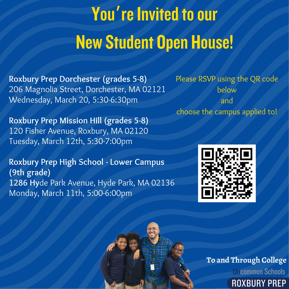 ✏️ Ready to enroll your child at Roxbury Prep? Join us for New Student Open Houses starting March 11th. RSVP using the following link: bit.ly/3SMThty