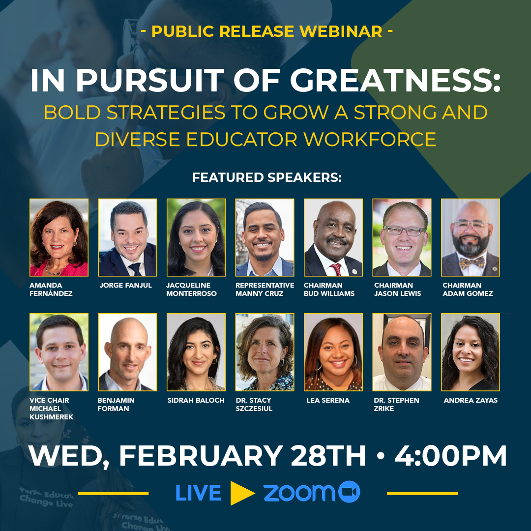 Join @Latinos4Ed, @wheelock_policy and @MassINC TODAY for the public release of ‘In Pursuit of Greatness.' A panel of legislators and experts will discuss bold strategies to grow a diverse workforce. 

Register at bit.ly/inpursuitofgre… #EducatorDiversity #MAPoli