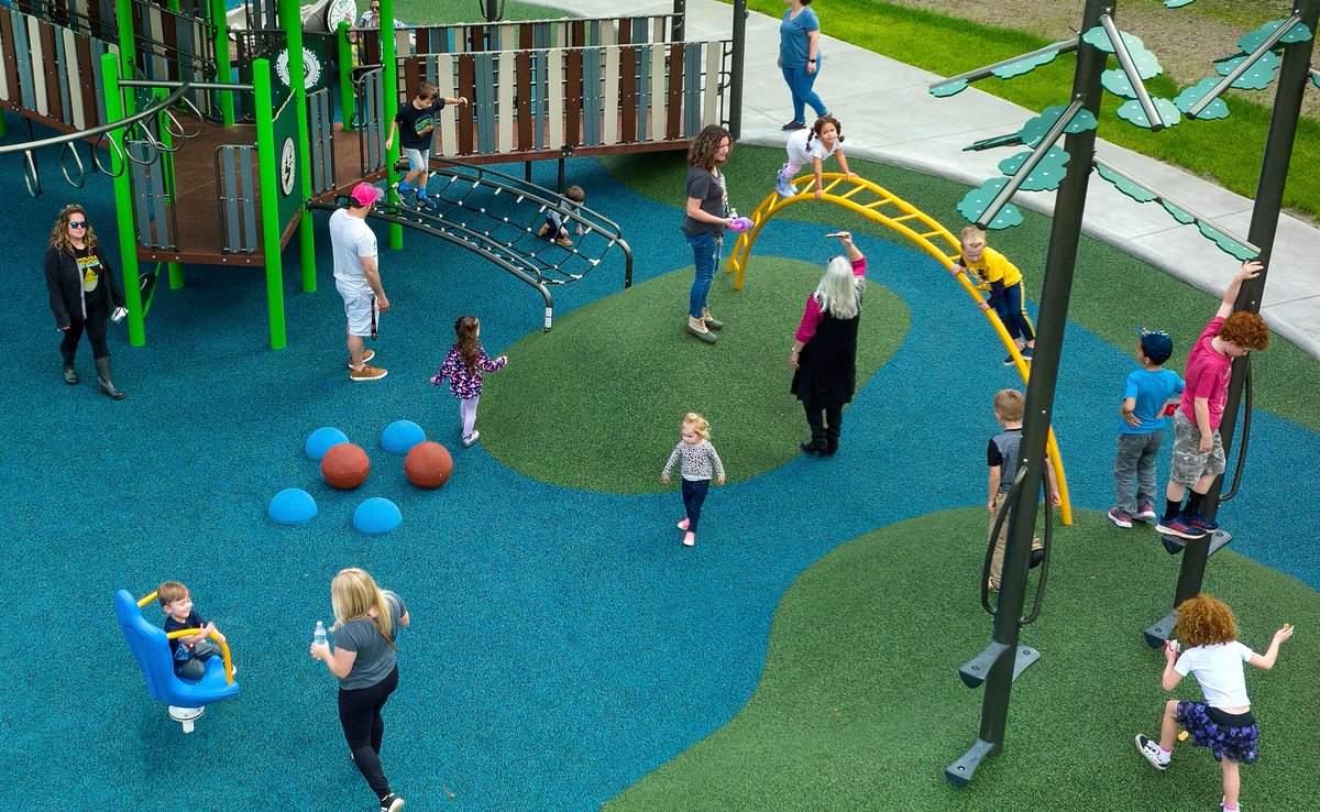CunninghamRec's tweet photo. With the warmer weather and spring around the corner, we are ALL looking to go outside and play. Playgrounds are one of best places for everyone to enjoy outdoor spaces. See this video of Saul Alexander Playground! #inclusiveplaygrounddesign #inclusiveplay https://t.co/dlgEbrNeDx https://t.co/dJFlWGqJol