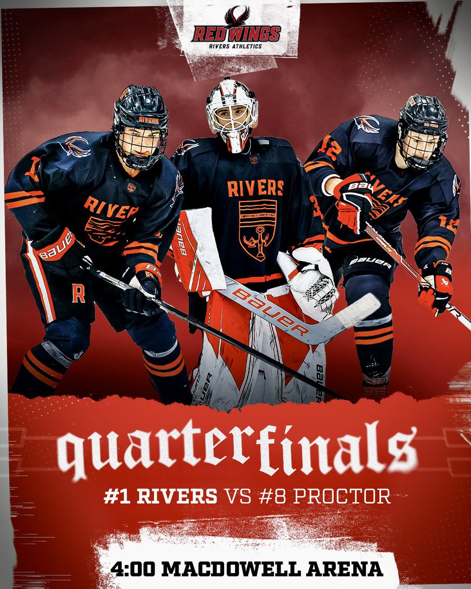 ‼️Playoff Gameday‼️
#1 Boys Hockey hosts Proctor in a <a href="/NEPSAC/">NEPSAC ®</a> quarterfinal battle.
🎥: youtube.com/@riversathleti…