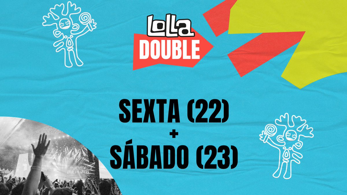 LollapaloozaBr's tweet photo. Vocês pedem e a gente atende! Ele está de volta 😍
Quer curtir só dois dos três dias do #LollaBR? Fica a dica: Vai de #LollaDouble! ✌️
Faça a sua combinação de dias e garanta seu passaporte duplo. 
Acesse: https://t.co/VlNOkEDj9O https://t.co/mfrt1saaGZ