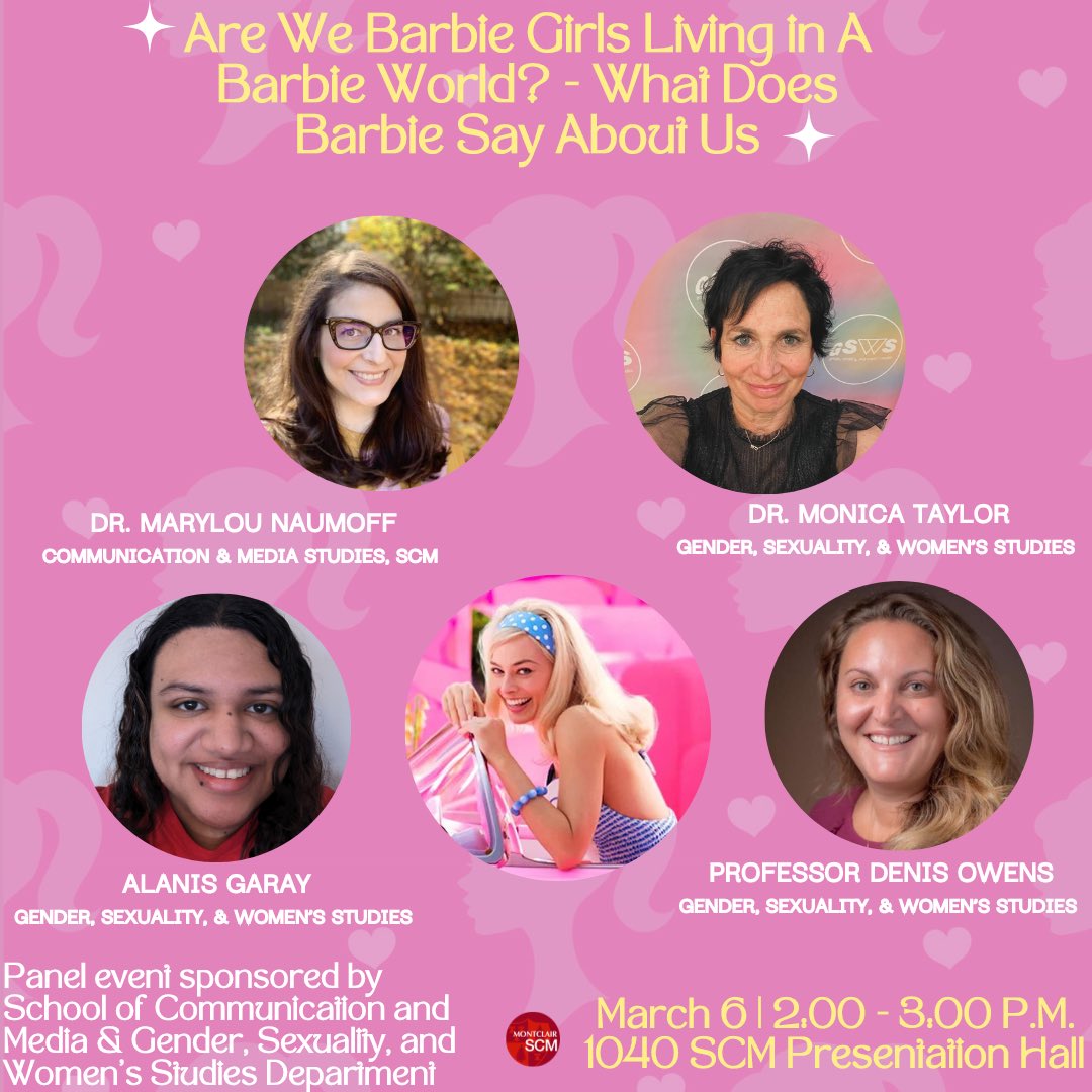 If you love Barbie as much as we do, be sure to stop by the ‘Are we Barbie girls living in a Barbie world? – What does Barbie say about us?’ panel event on Wednesday, March 6 at 2:00 - 3:00 P.M. in the SCM Presentation Hall! We hope to see you there! #MontclairSCM