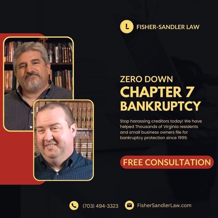 FisherSandler's tweet photo. ๐ธ Struggling to repay your debts? Fisher-Sandler Law Firm's Chapter 7 $0 down bankruptcy program is here to help. Don't let debt control your life! Visit our website or schedule a free consultation to learn more about our services. #DebtFree #VirginiaResidents #FisherSandlerLaw https://t.co/D6rrO3A20u