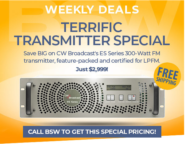 BSWUSA's tweet photo. LPFM or back up, get a exclusive price break on CW Broadcasts 300w transmitter #radio #lpfm #shipsfast https://t.co/IHtYS0vyXe https://t.co/6lKXsTMbIu