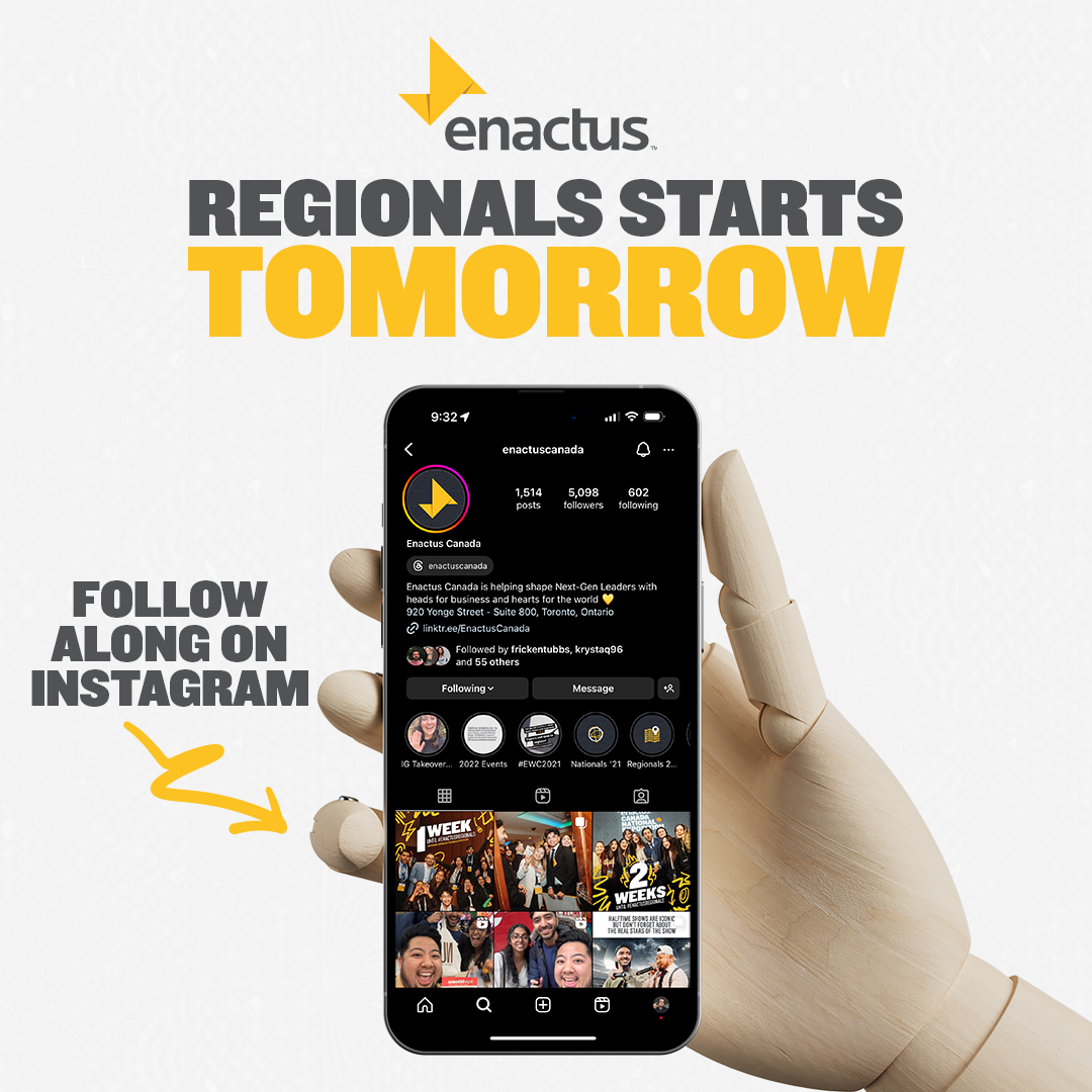 There's just 24 HOURS until #EnactusRegionals While you'll still see recap posts and results across our social feeds - the BEST place to stay in the loop is on our Instagram page, where we'll be posting stories LIVE from all of our Regional Expositions! instagram.com/enactuscanada/