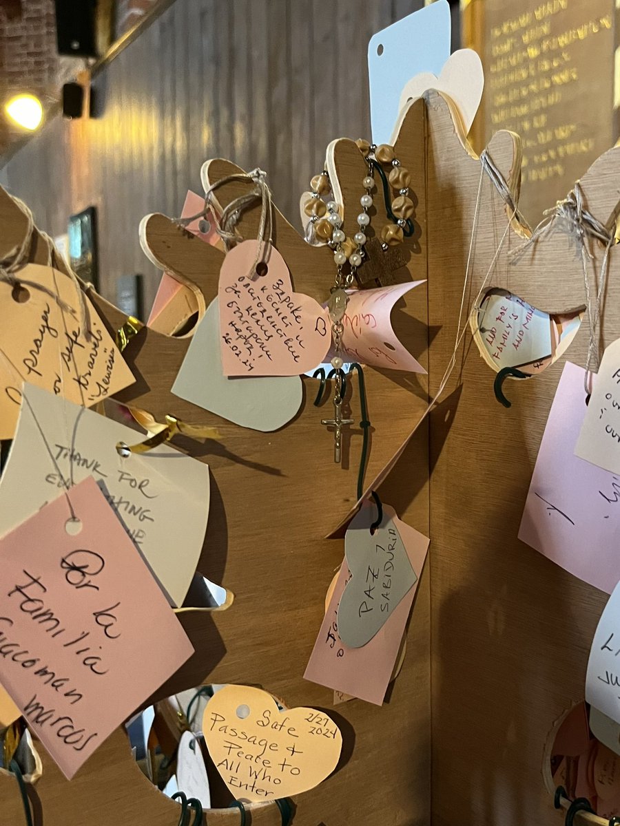 Our prayer tree is in constant use - we encourage all who come through our door to leave a prayer We hold these prayers for the world and we gently collect them each week and place them at the foot of the cross.. #worldprayer #falklandislands @swarfarro @churchofengland