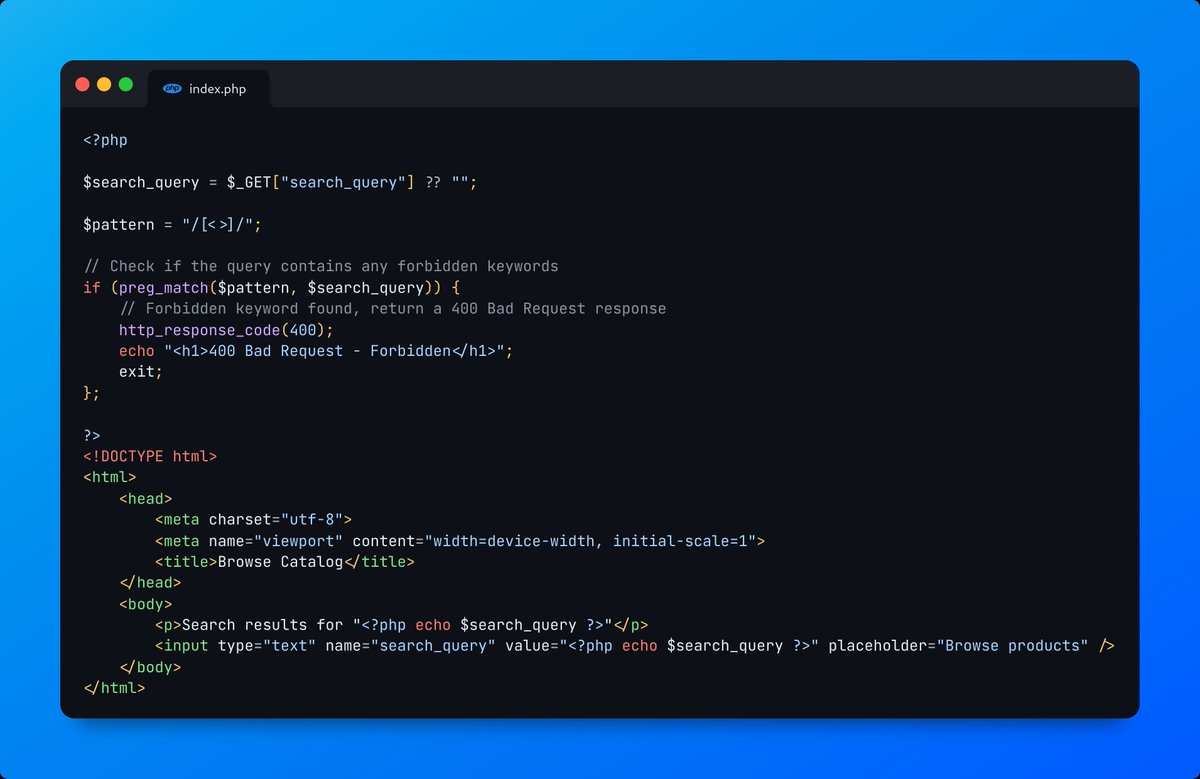 We've recently reached 150K followers on #Intigriti! 🥳 
This is a HUGE milestone for us, and we celebrate it with a giveaway. 🎉 

Entry instructions:
Step 1: Comment in 🧵 a working payload for the following code snippet
Step 2: Repost this tweet

#HackwithIntigriti #BugBounty